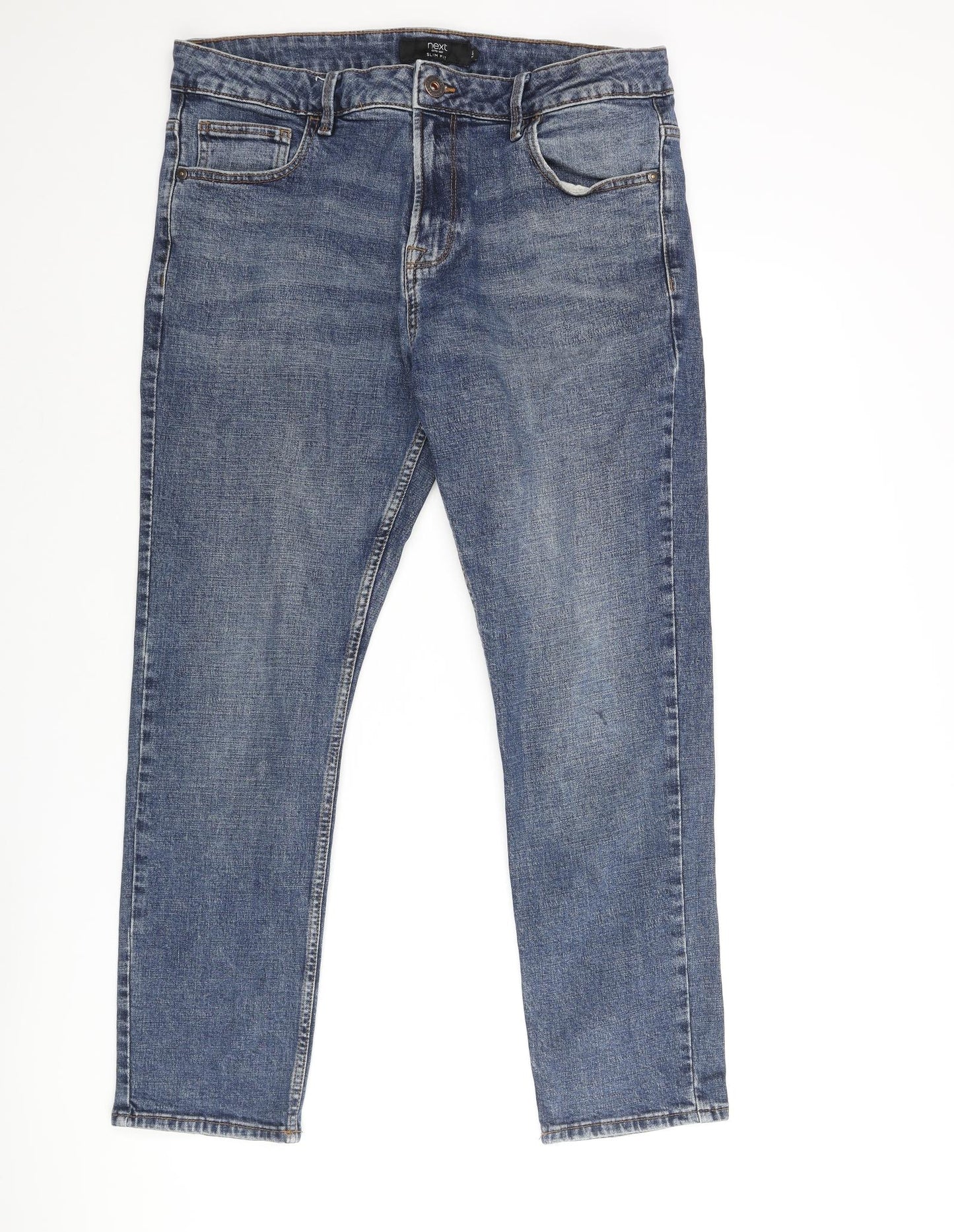NEXT Mens Blue Cotton Straight Jeans Size 34 in L29 in Regular Zip