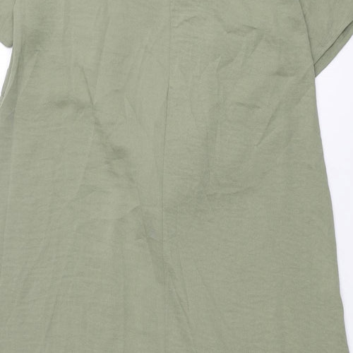 Marks and Spencer Womens Green Polyester Shirt Dress Size 16 Collared Button - Tie Detail