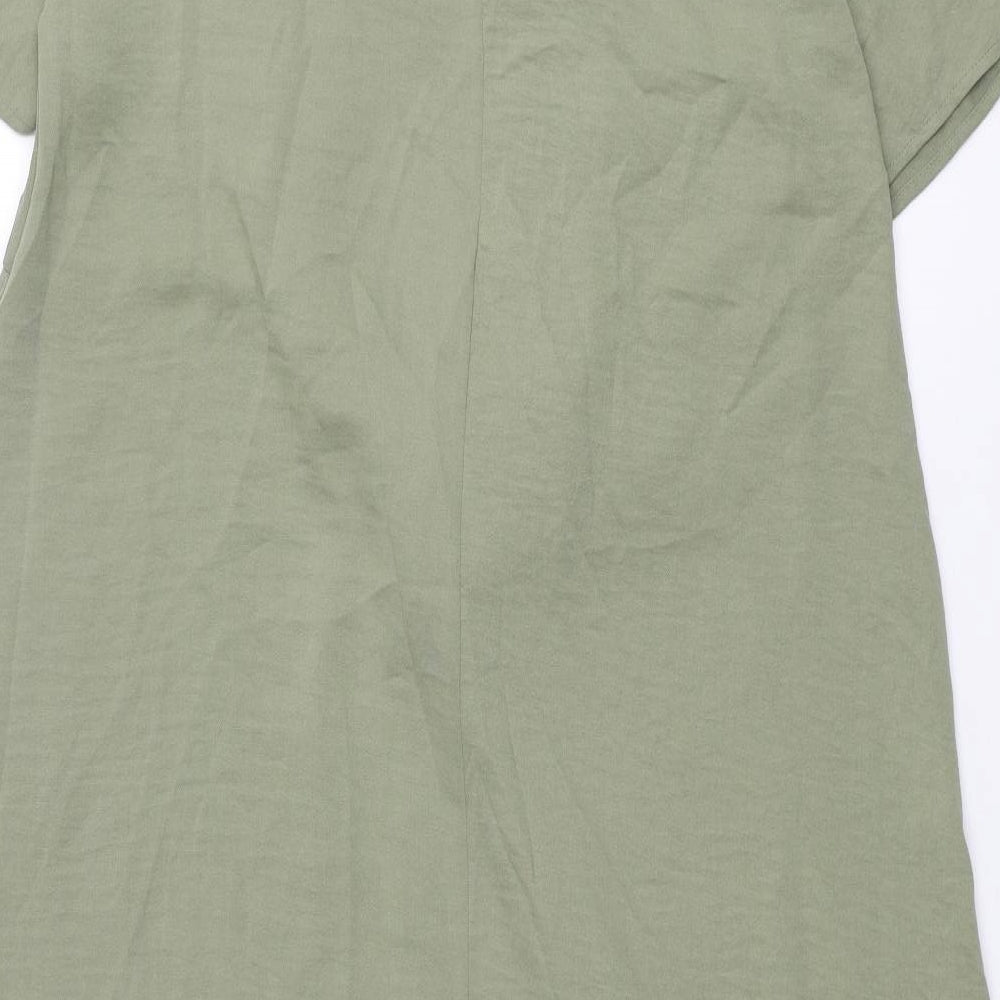 Marks and Spencer Womens Green Polyester Shirt Dress Size 16 Collared Button - Tie Detail