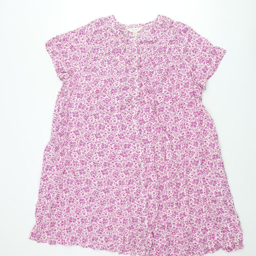Per Una Womens Purple Viscose Shift Size 16 Round Neck Button - Belted