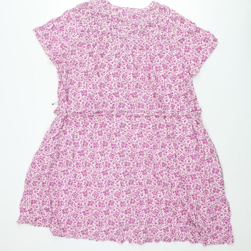 Per Una Womens Purple Viscose Shift Size 16 Round Neck Button - Belted