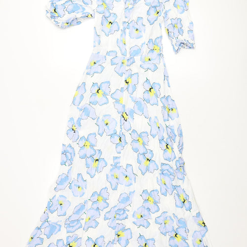 Marks and Spencer Womens Multicoloured Floral Viscose Maxi Size 6 Round Neck Zip