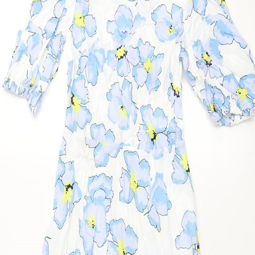 Marks and Spencer Womens Multicoloured Floral Viscose Maxi Size 6 Round Neck Zip
