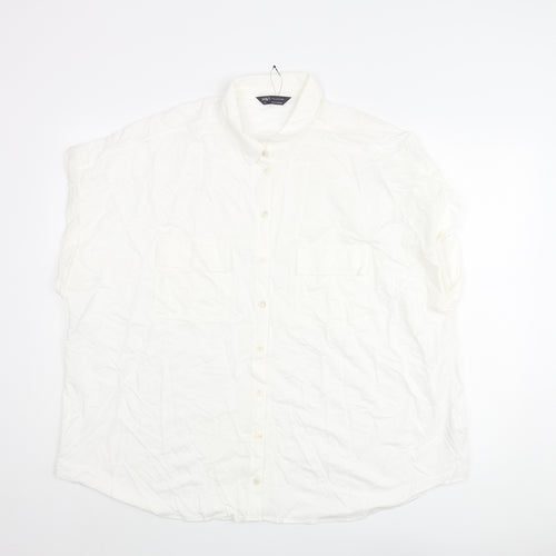 Marks and Spencer Womens White Viscose Basic Button-Up Size 22 Collared