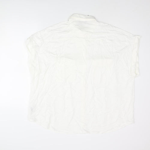 Marks and Spencer Womens White Viscose Basic Button-Up Size 22 Collared