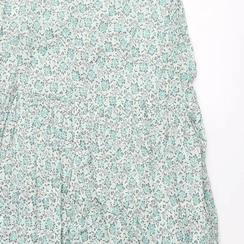 Per Una Womens Green Floral Cotton Maxi Size 12 V-Neck Tie