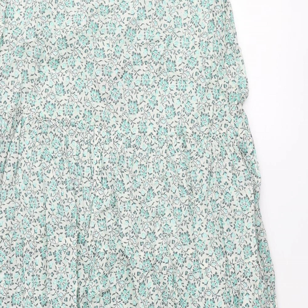 Per Una Womens Green Floral Cotton Maxi Size 12 V-Neck Tie