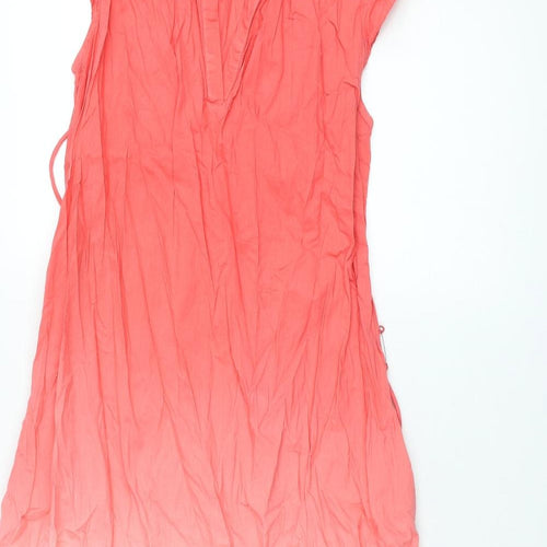 Per Una Womens Pink Cotton Shift Size 6 V-Neck Pullover - Ombre Belted