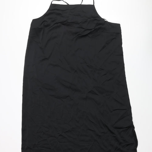 Marks and Spencer Womens Black Polyester Slip Dress Size 22 Square Neck Pullover
