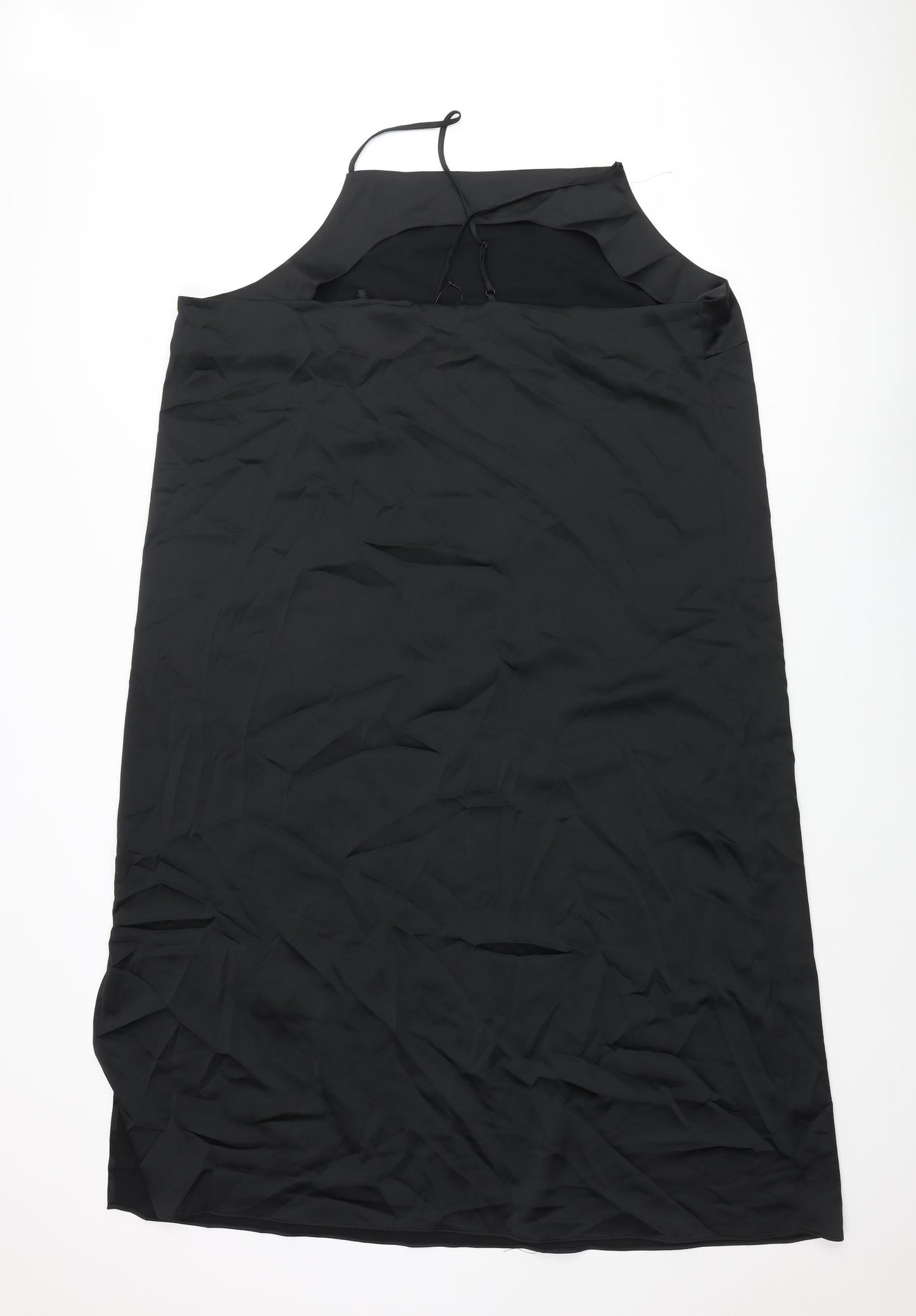 Marks and Spencer Womens Black Polyester Slip Dress Size 22 Square Neck Pullover