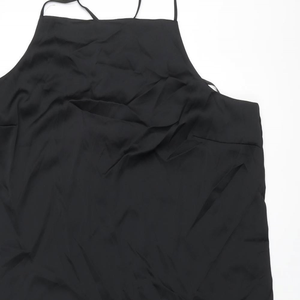 Marks and Spencer Womens Black Polyester Slip Dress Size 22 Square Neck Pullover
