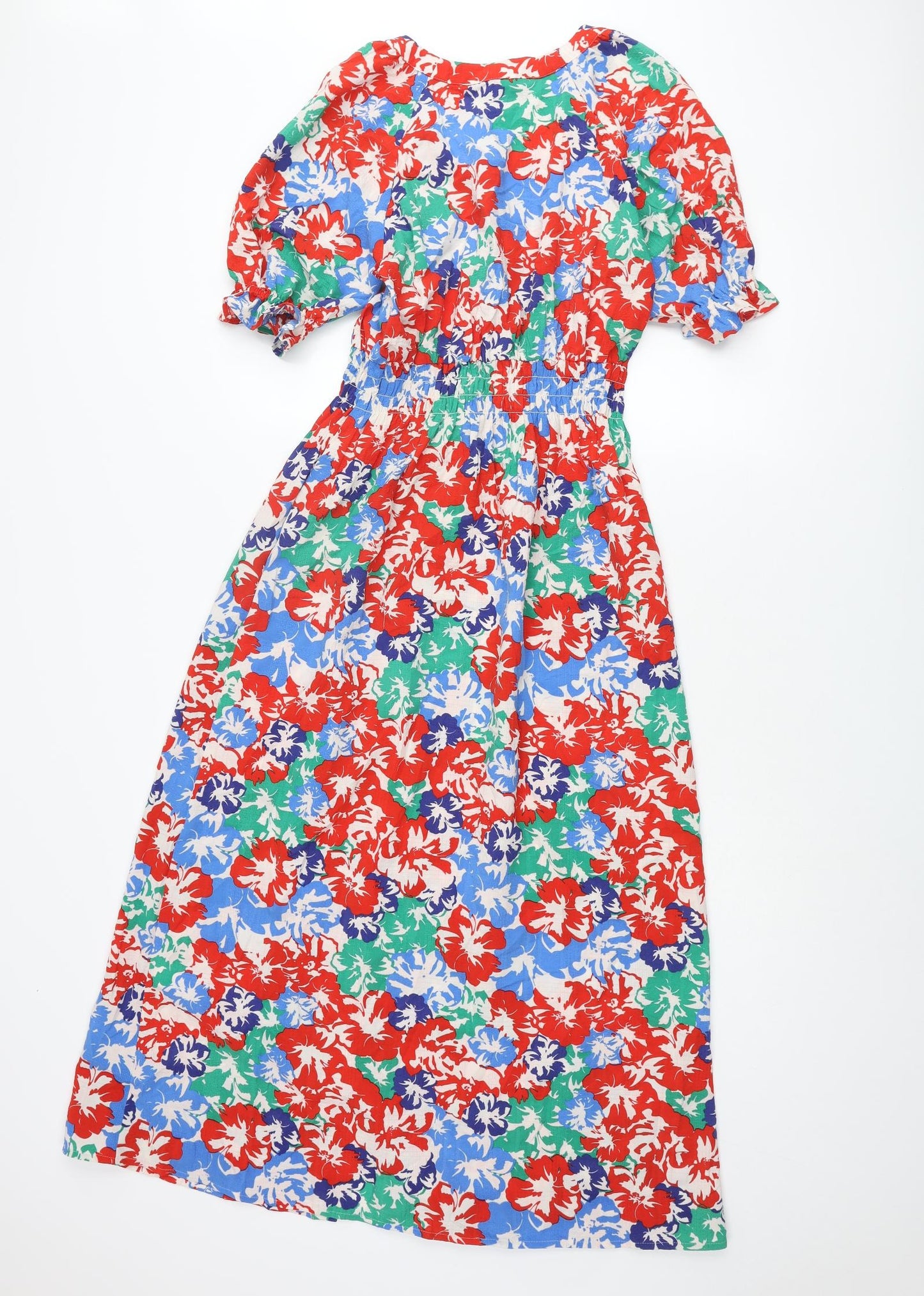 Marks and Spencer Womens Multicoloured Floral Polyester Maxi Size 8 V-Neck Button