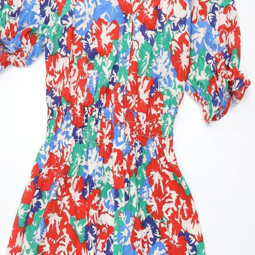 Marks and Spencer Womens Multicoloured Floral Polyester Maxi Size 8 V-Neck Button