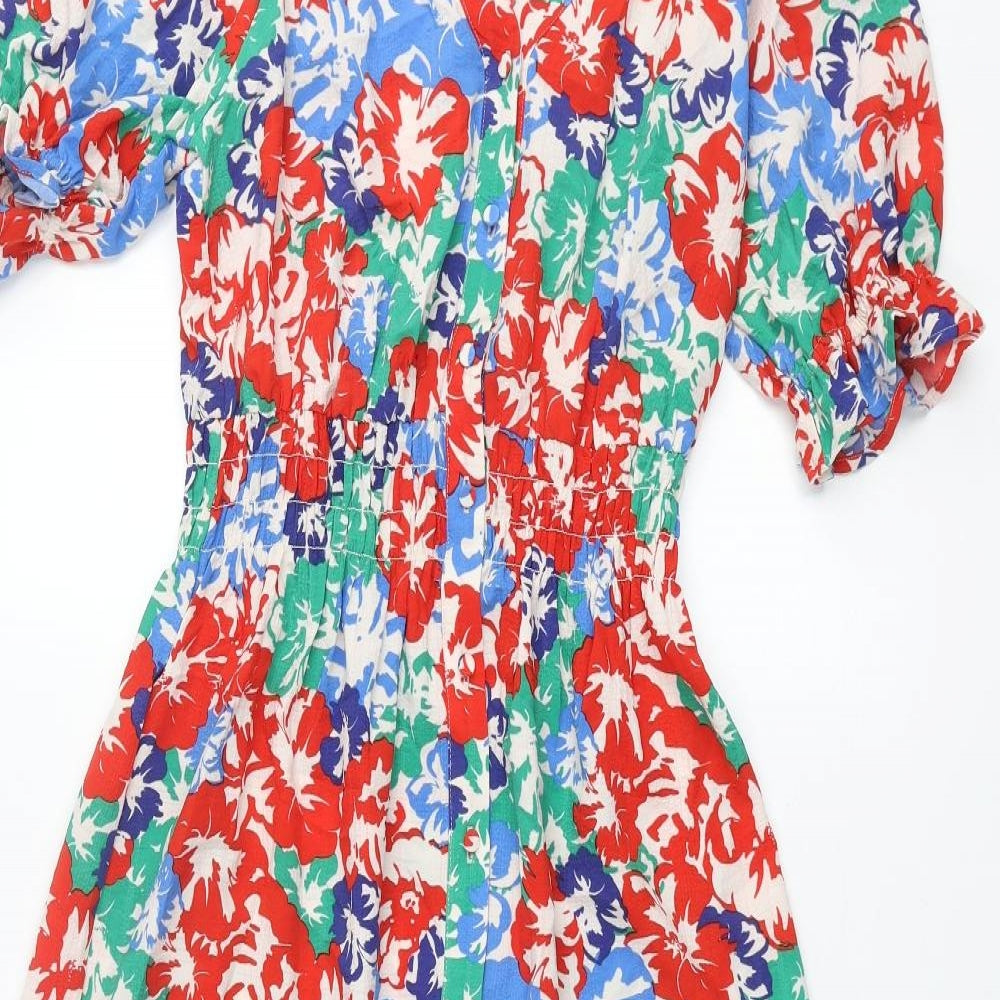 Marks and Spencer Womens Multicoloured Floral Polyester Maxi Size 8 V-Neck Button