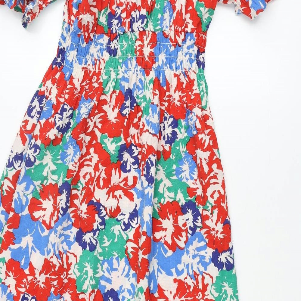 Marks and Spencer Womens Multicoloured Floral Polyester Maxi Size 8 V-Neck Button