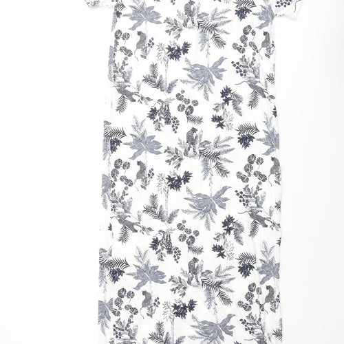 Marks and Spencer Womens White Geometric Cotton Top Dress Size 6 - Leaf Jaguar Print