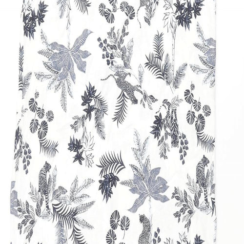 Marks and Spencer Womens White Geometric Cotton Top Dress Size 6 - Leaf Jaguar Print