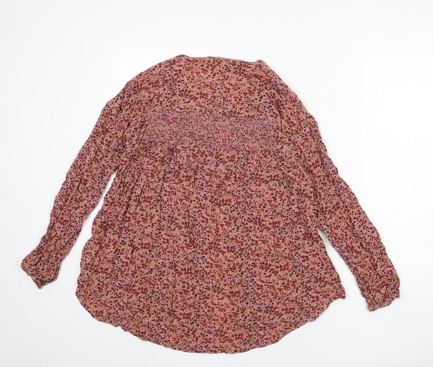 Fat Face Womens Pink Floral Viscose Basic Blouse Size 8 V-Neck