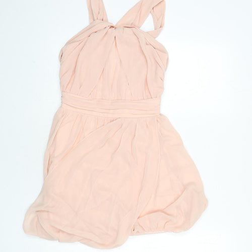 ASOS Womens Pink Polyester Mini Size 8 Halter Zip