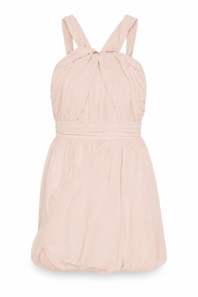 Front view of ASOS women’s pink polyester mini, size UK 8, halter zip