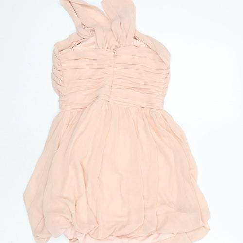 ASOS Womens Pink Polyester Mini Size 8 Halter Zip