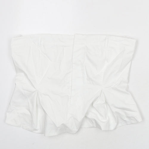 Zara Womens White Cotton Cropped T-Shirt Size 2XL Off the Shoulder - Shirt Look