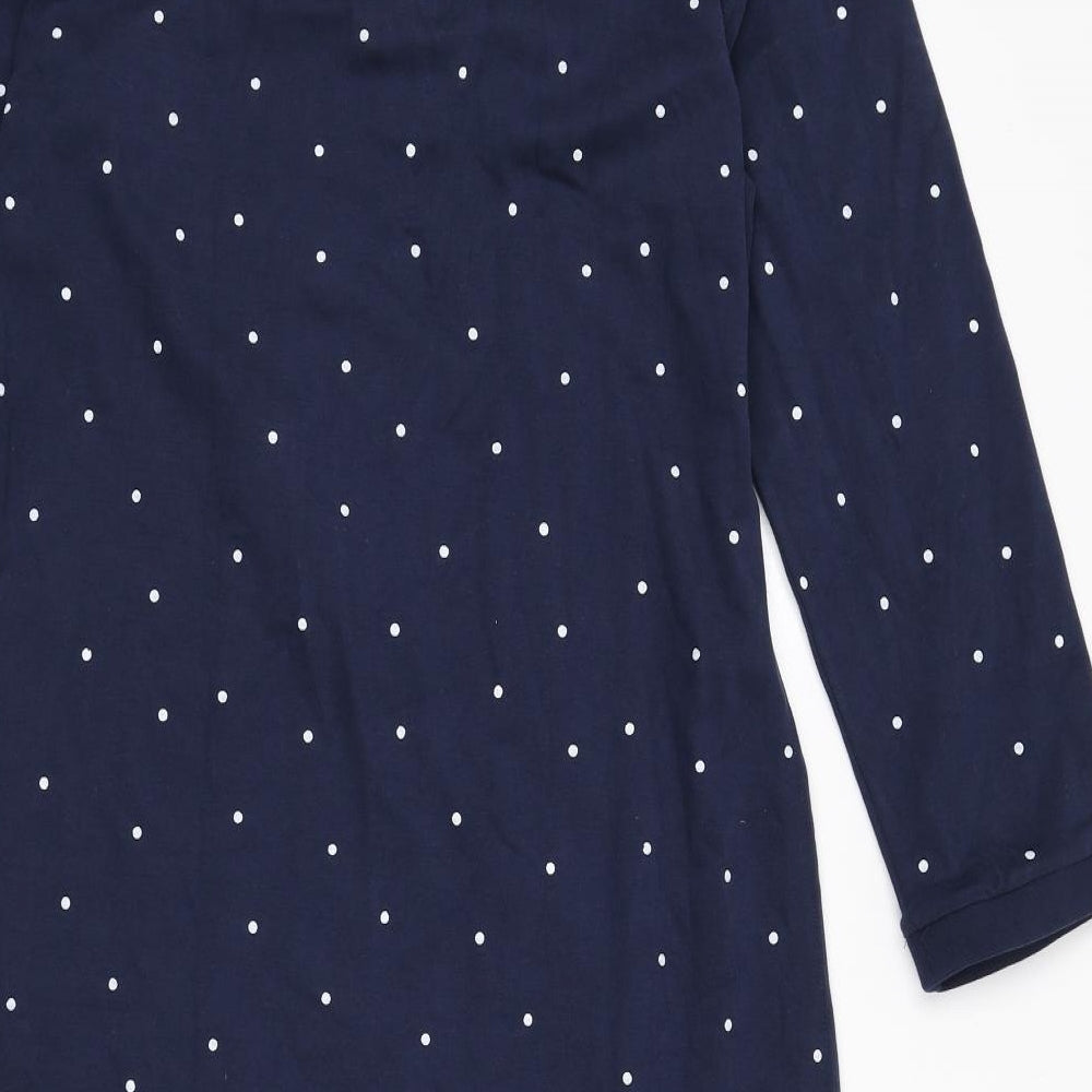Crew Clothing Womens Blue Polka Dot 100% Cotton A-Line Size 14 Collared Button