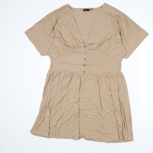 ASOS Womens Beige Viscose A-Line Size 18 V-Neck Pullover