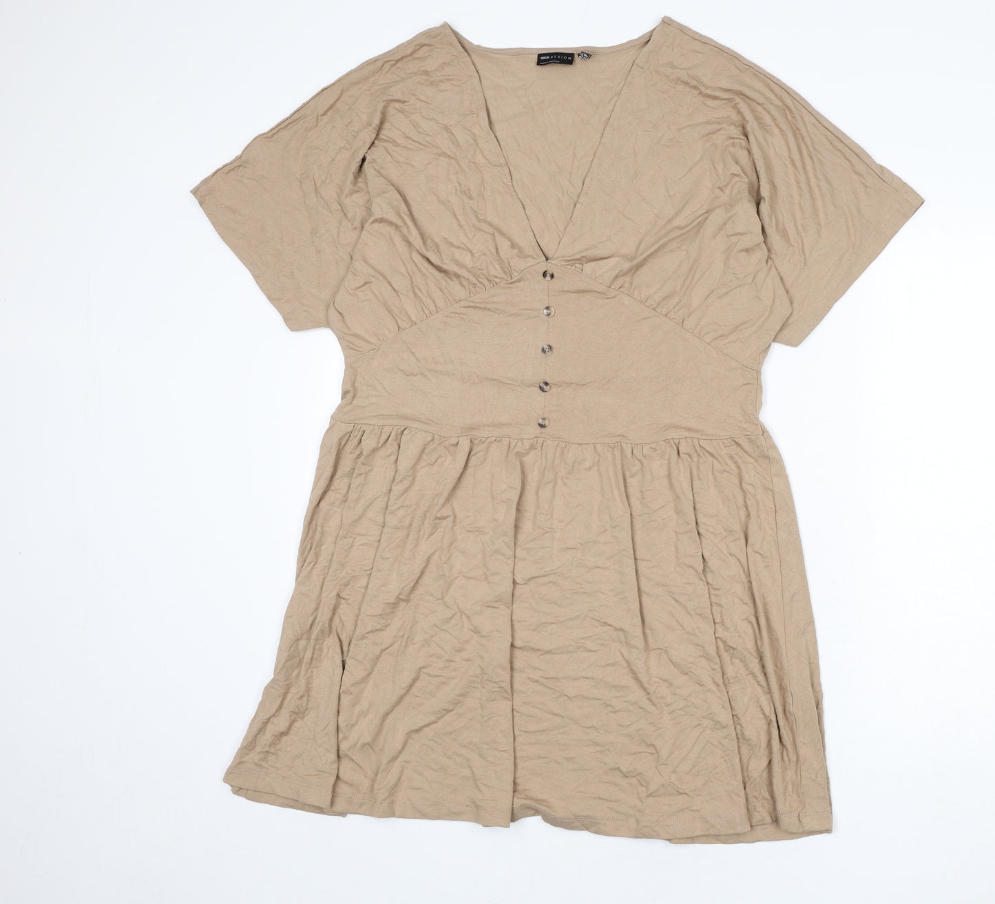 ASOS Womens Beige Viscose A-Line Size 18 V-Neck Pullover