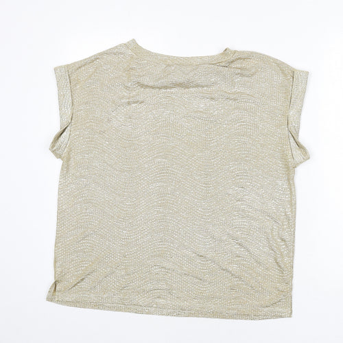 Topshop Womens Gold Polyester Basic T-Shirt Size 10 Round Neck