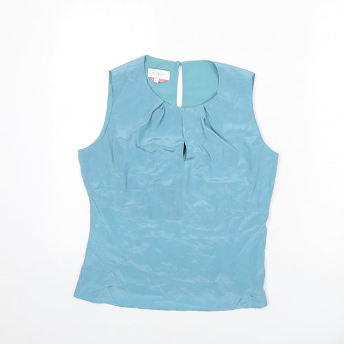 Hobbs Womens Blue Silk Basic Tank Size 10 Round Neck - Keyhole Cut Out