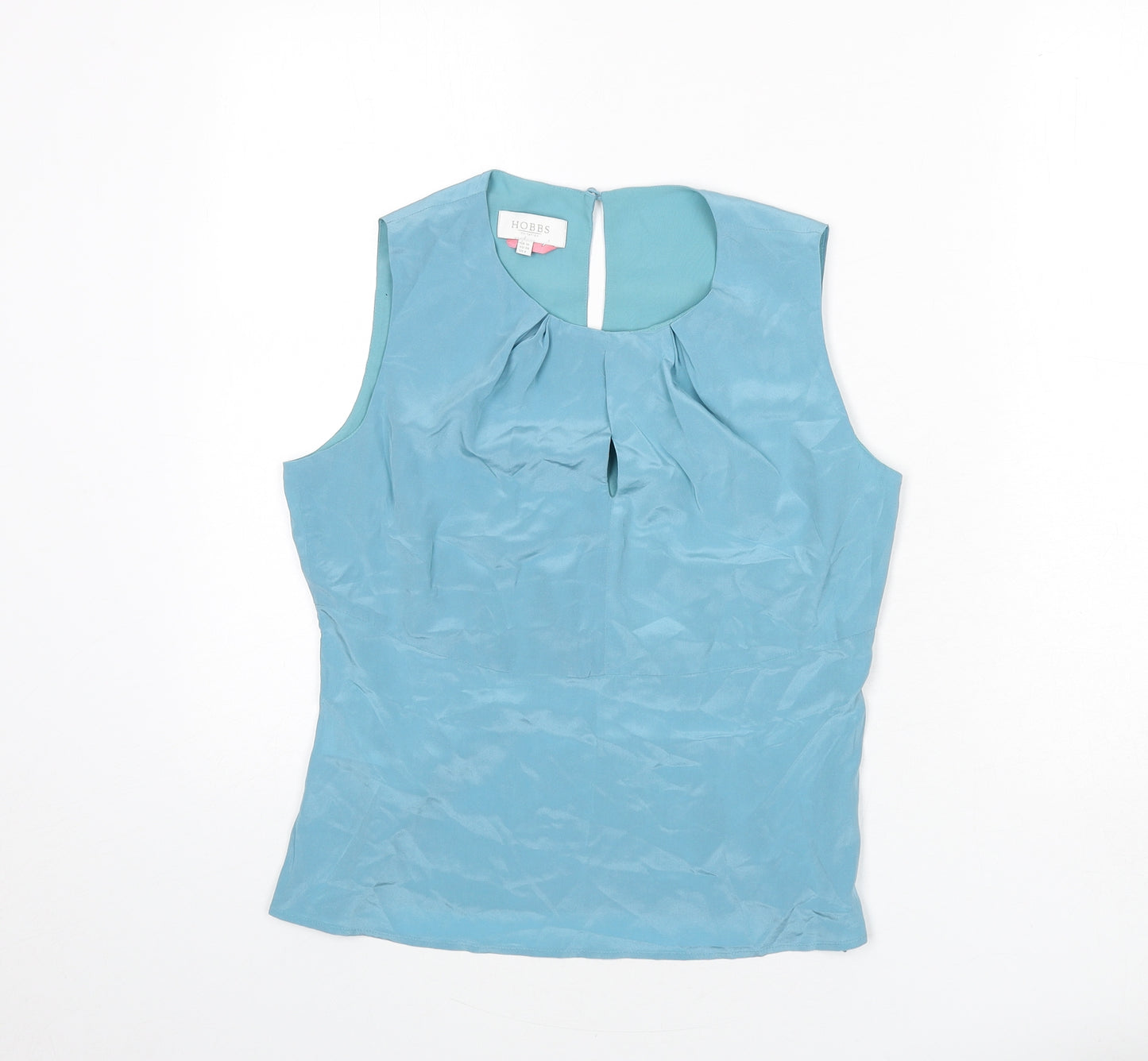 Hobbs Womens Blue Silk Basic Tank Size 10 Round Neck - Keyhole Cut Out