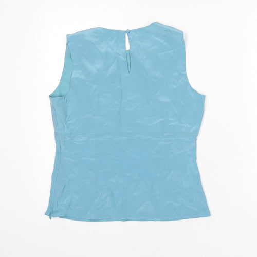 Hobbs Womens Blue Silk Basic Tank Size 10 Round Neck - Keyhole Cut Out