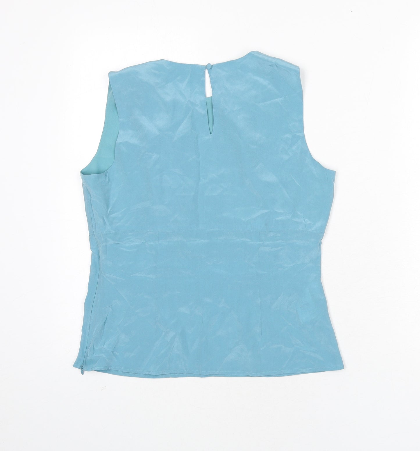 Hobbs Womens Blue Silk Basic Tank Size 10 Round Neck - Keyhole Cut Out