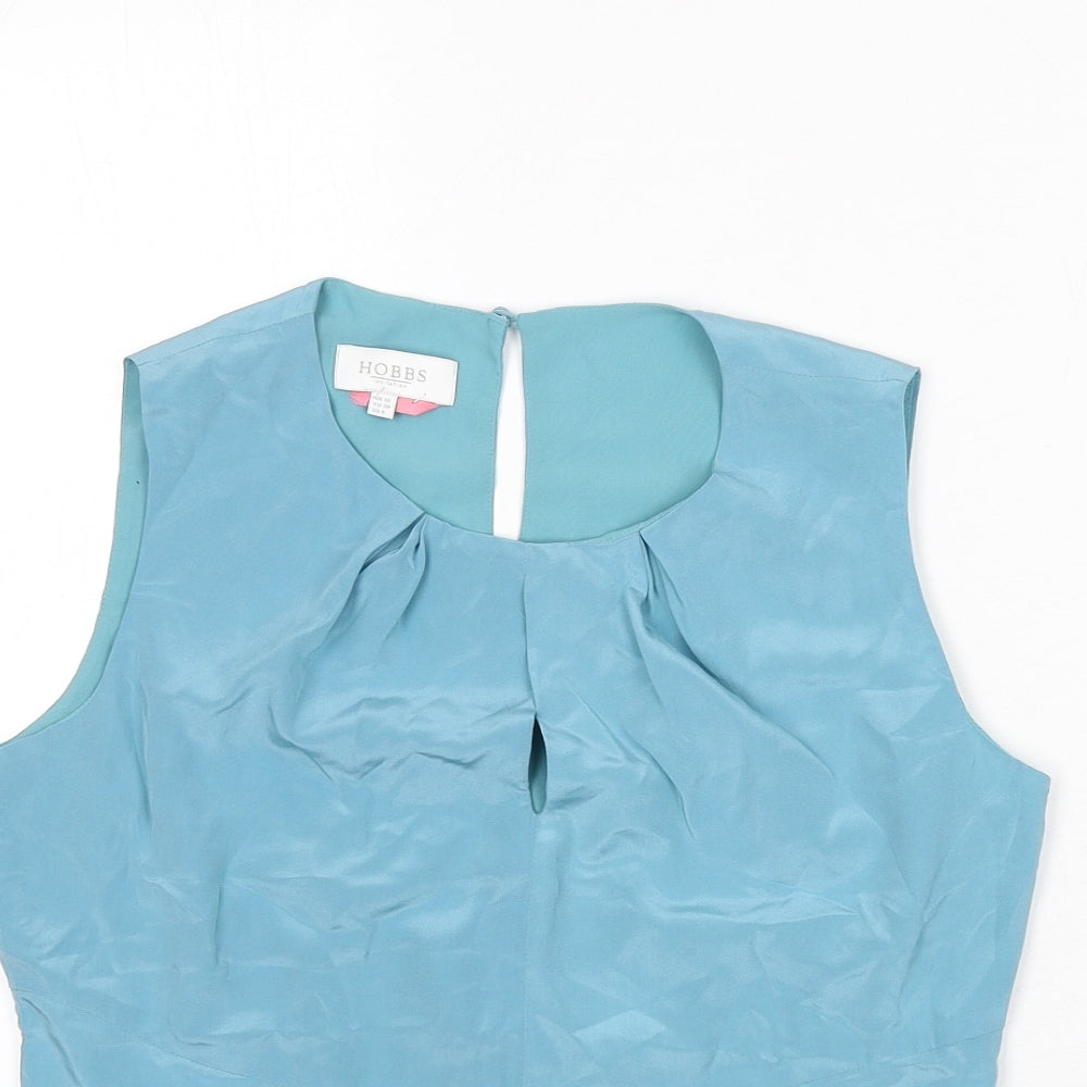 Hobbs Womens Blue Silk Basic Tank Size 10 Round Neck - Keyhole Cut Out