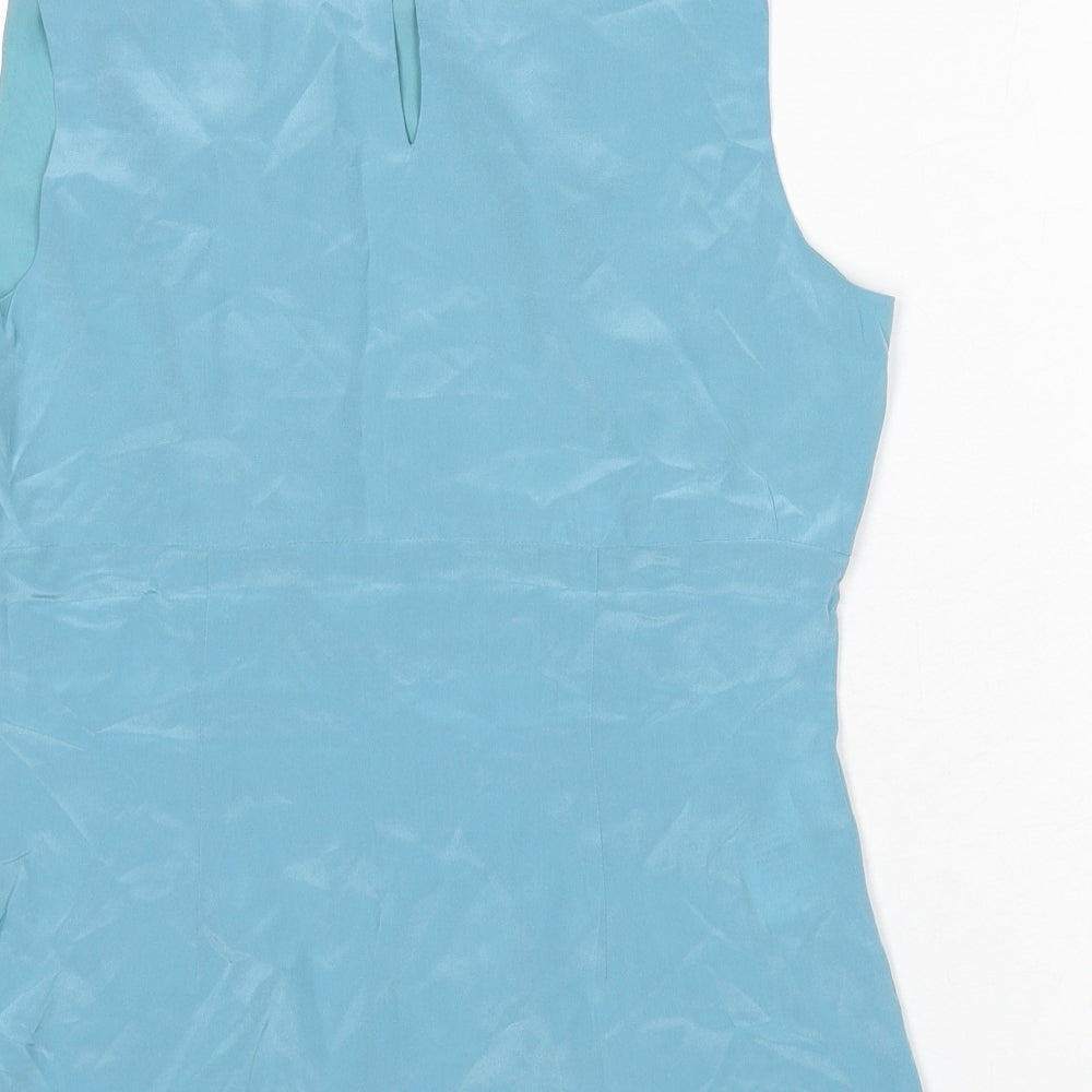 Hobbs Womens Blue Silk Basic Tank Size 10 Round Neck - Keyhole Cut Out