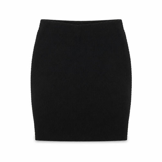 Front view of Marks & Spencer women’s black polyester bandage skirt, size UK 8