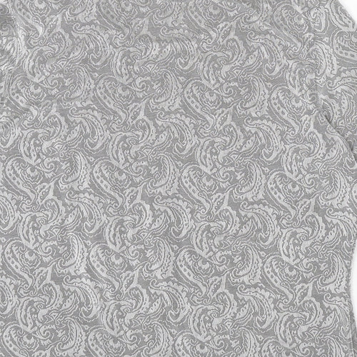 St Michael Womens Grey Paisley Acetate Basic T-Shirt Size 14 Round Neck