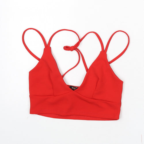 Pink Vanilla Womens Red Polyester Camisole Tank Size M V-Neck - Cropped