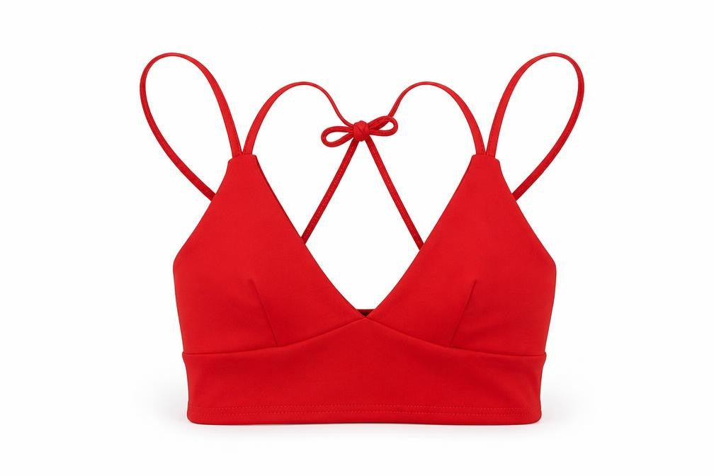 Front view of Pink Vanilla women’s red polyester camisole tank, size M, v-neck - cropped