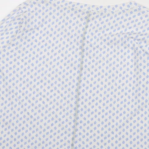 White Stuff Womens White Geometric 100% Cotton Basic T-Shirt Size 14 V-Neck - Leaf Print