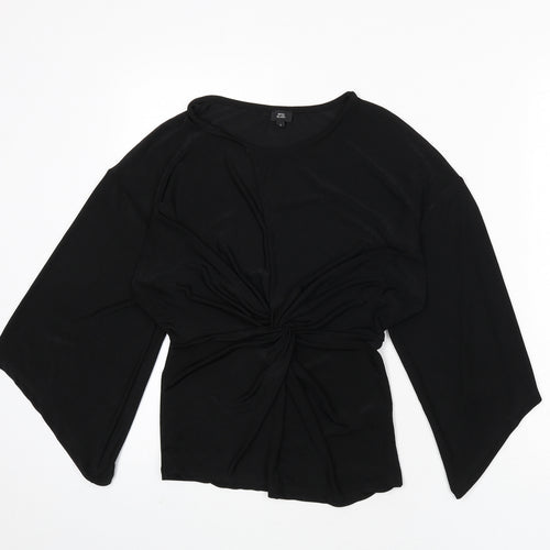 river is Womens Black Polyester Basic Blouse Size 10 Round Neck