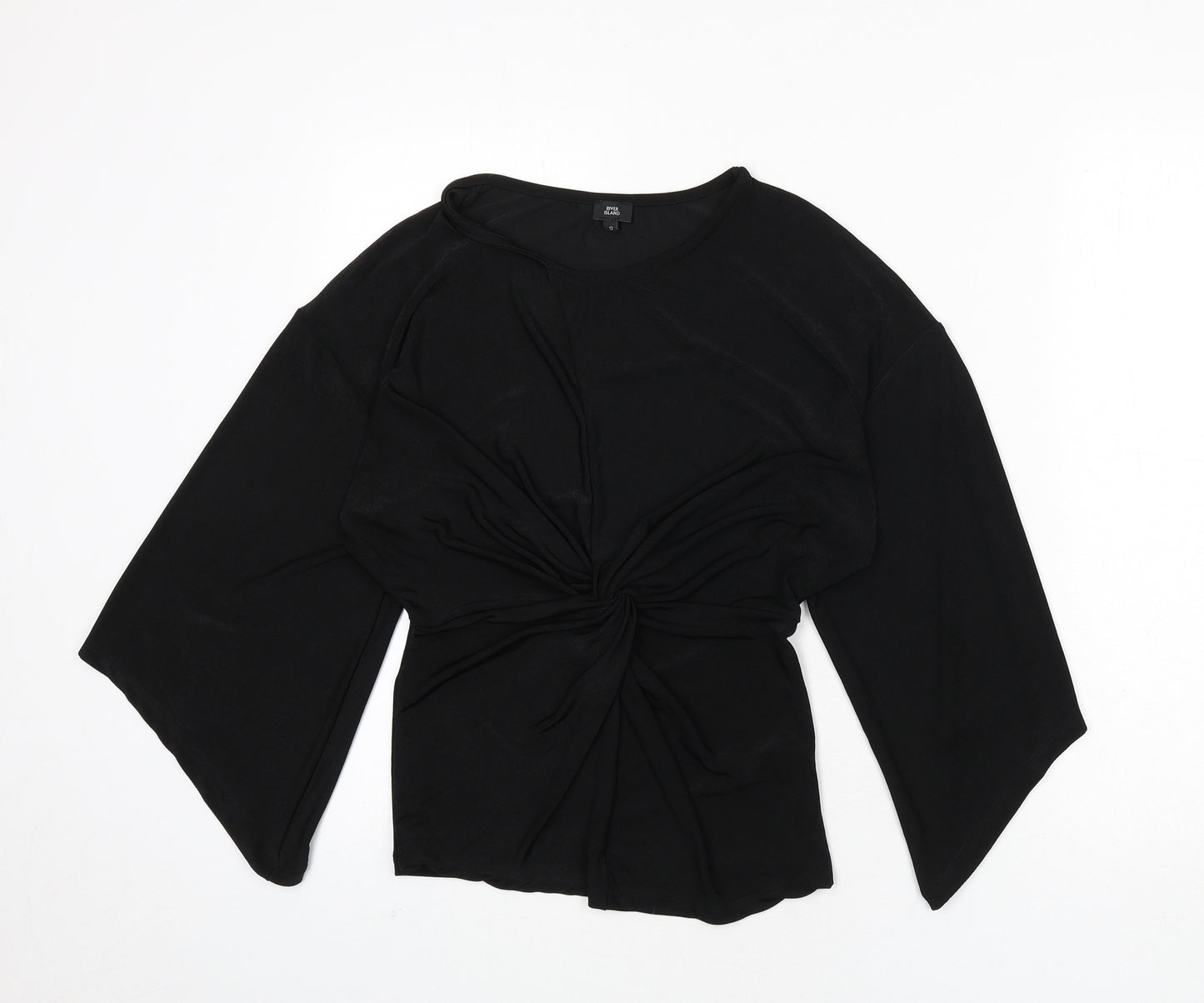 river is Womens Black Polyester Basic Blouse Size 10 Round Neck