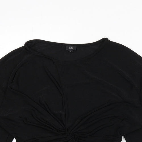 river is Womens Black Polyester Basic Blouse Size 10 Round Neck