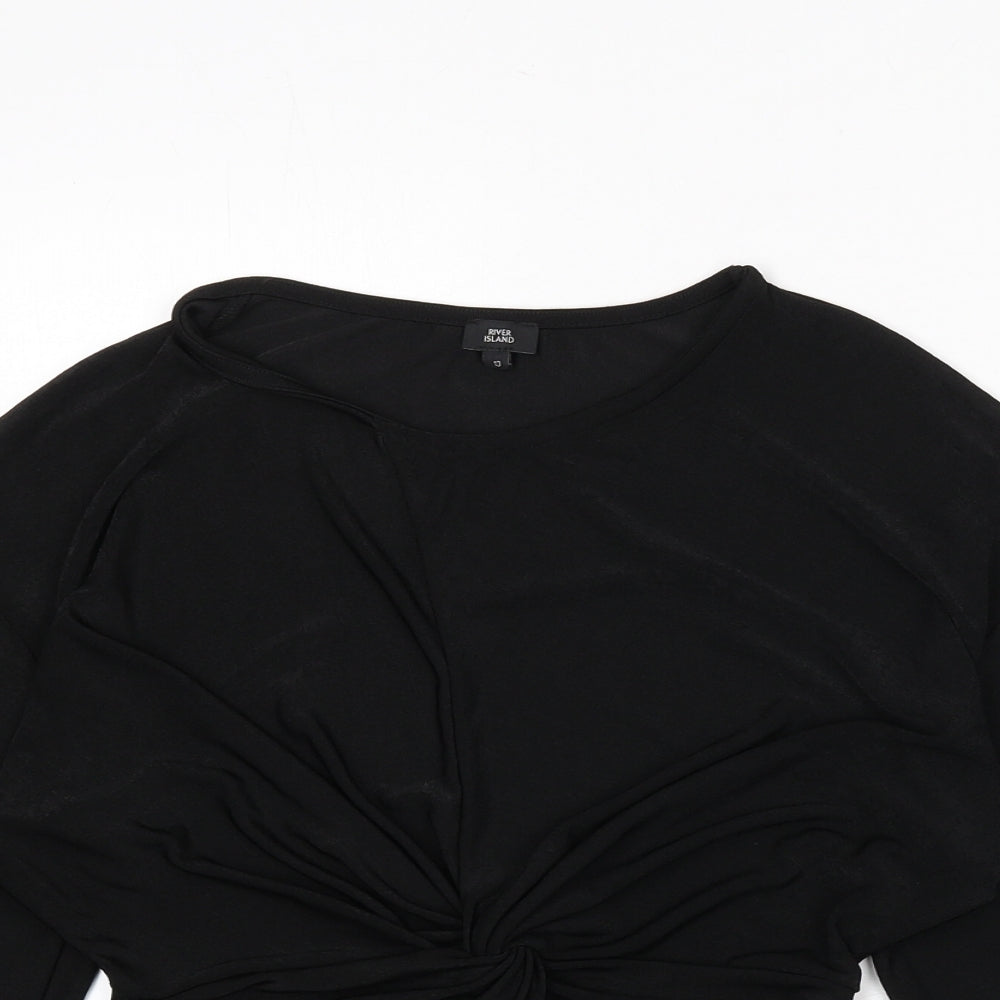 river is Womens Black Polyester Basic Blouse Size 10 Round Neck