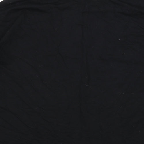 Zara Womens Black Polyester Basic T-Shirt Size M Round Neck - Tassles