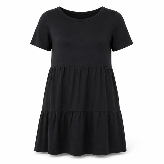 Front view of Vero Moda women’s black modal a-line, size M, round neck pullover