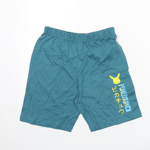 Marks and Spencer Boys Blue Solid 100% Cotton Sleep Shorts Size 11-12 Years Pullover - Pokemon, Pikachu
