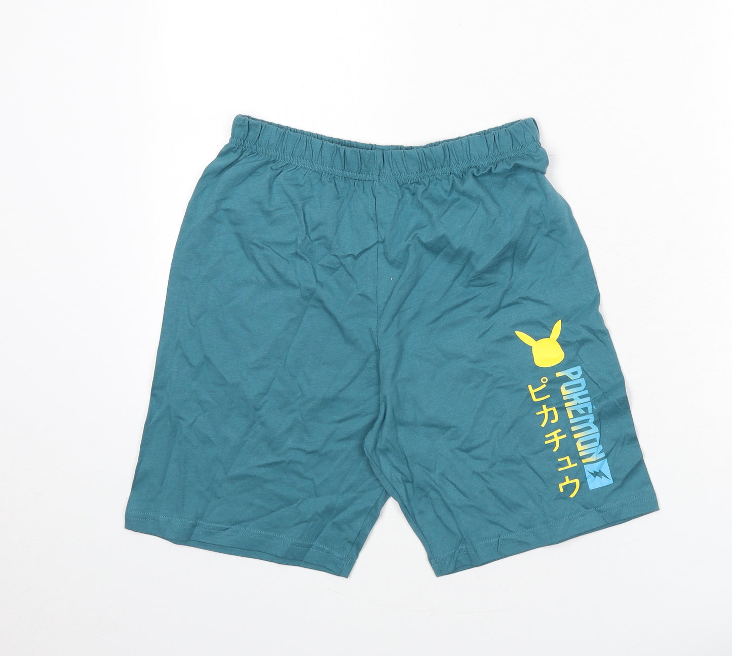 Marks and Spencer Boys Blue Solid 100% Cotton Sleep Shorts Size 11-12 Years Pullover - Pokemon, Pikachu