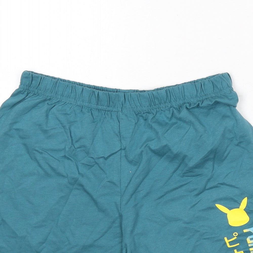 Marks and Spencer Boys Blue Solid 100% Cotton Sleep Shorts Size 11-12 Years Pullover - Pokemon, Pikachu